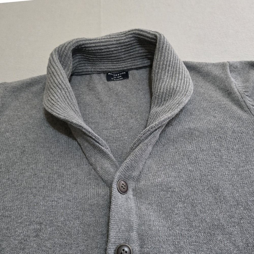 Matchstick Mens 3XL Gray Cardigan Sweater Shawl Neck Button Front 100% Cotton